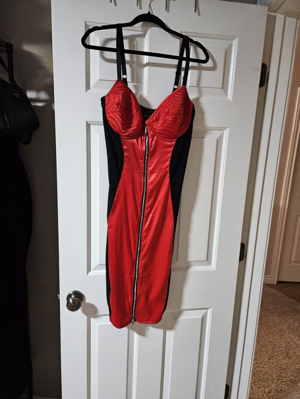 Killstar Deville Red and Black Zip-Front Bodycon Dress
